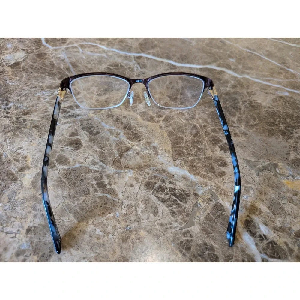 KAY UNGER NEW YORK K180 Eyeglasses Frame 53-17-135 Half Rim Brown Polish